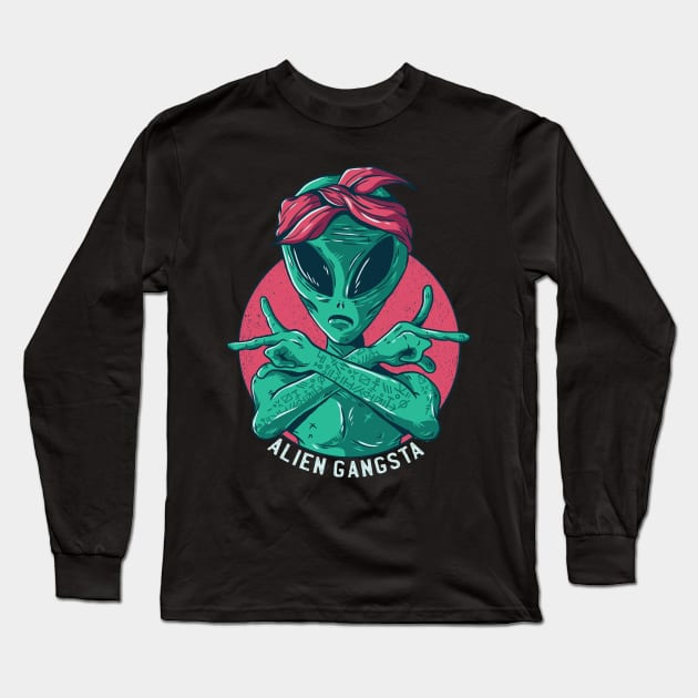 Alien Gangsta Long Sleeve T-Shirt by madeinchorley